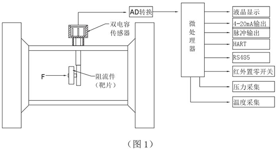 靶式氣體流量計(jì)工作原理圖